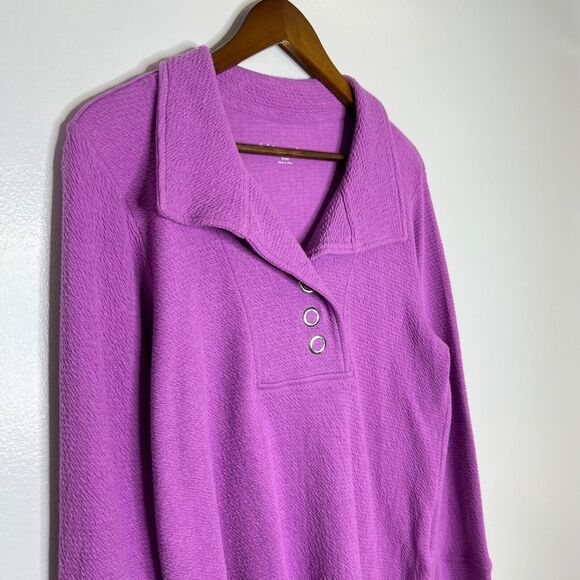 Soft Surroundings Purple Wide Collar Long Sleeve Shirt Size Small Women’s - Picture 5 of 12